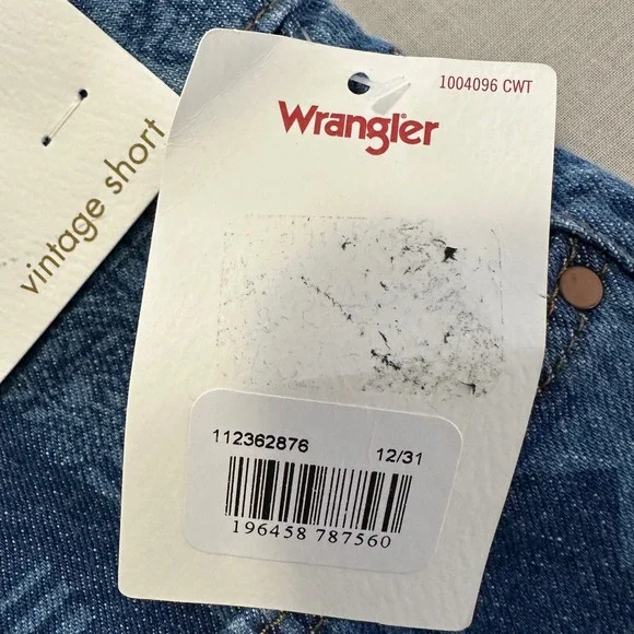 Wrangler Women's 12 Vintage Short Blue Patchwork Star Print Denim Shorts - Picture 5 of 8